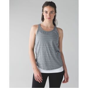 Lululemon Yogi Everyday Tank Short Serve Stripe Heathered Medium Grey White S